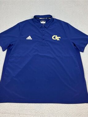 Georgia Tech Adidas Polo Men’s 2XL Royal Blue with Yellow NCAA Team Issue